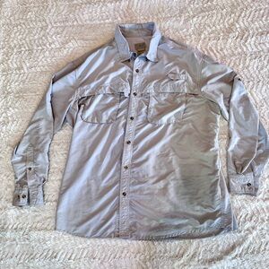 L.L. Bean XL Vented Fishing Shirt Gray Long Sleeve Mesh-Lined